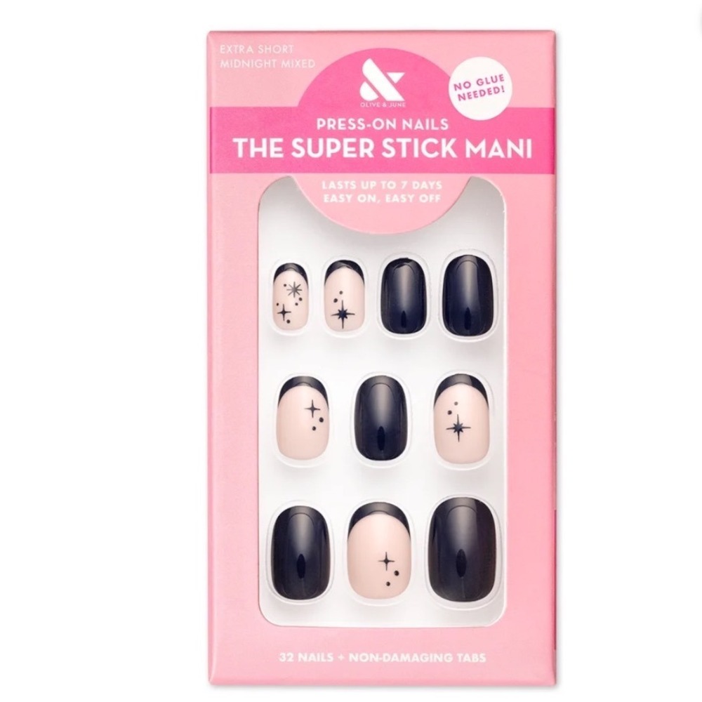 Olive & June Midnight Mixed Super Stick Mani Press-On Nails Extra Short 32ct